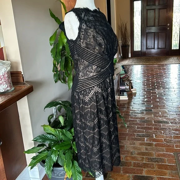 Tadashi Shoji Chantilly Lace Boatneck Sheath Midi Dress sz12 - Picture 8 of 16